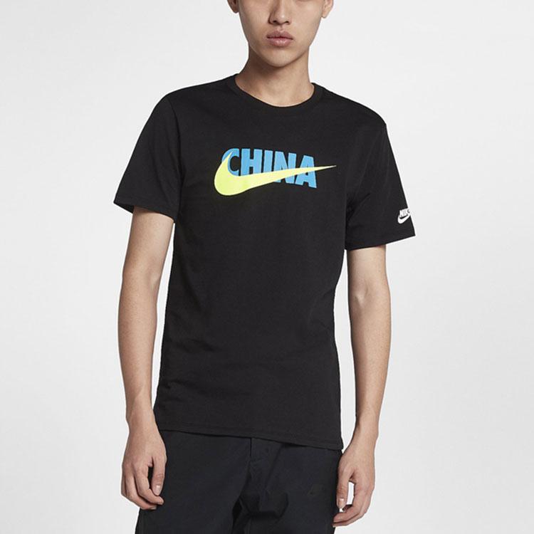 Nike Letter Print Casual Knit Breathable Short Sleeve T-Shirt Men Tops Black AQ5189-010