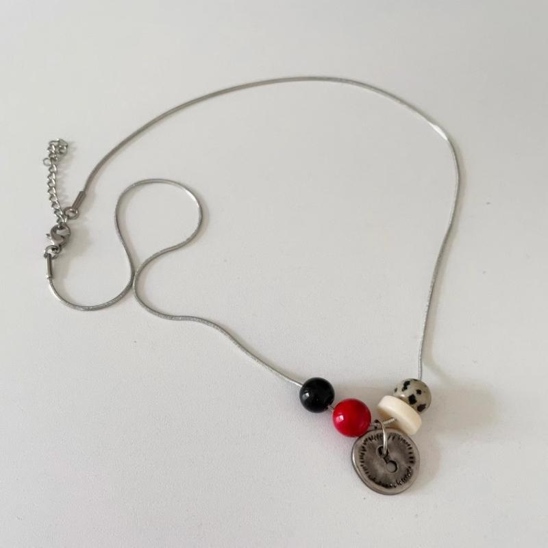 

Ожерелье с подвеской из бусин в виде пуговицы в стиле ретро, женское, личность, тренд, ниша, повседневная мода, креативное, для вечеринки, циркон, подарок, аксессуар