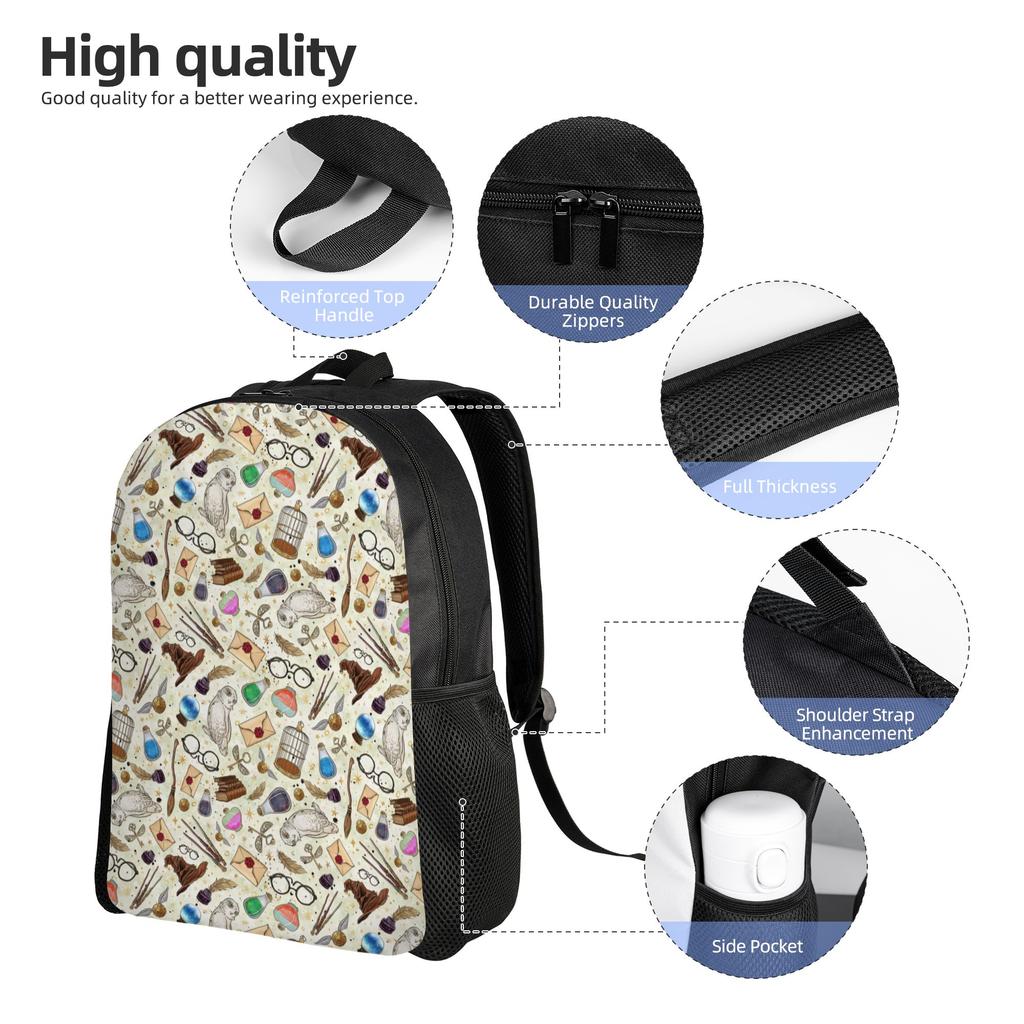 H-Harryes Backpack for Men Women Water Resistant School College Witchcraft Bag Print Bookbags