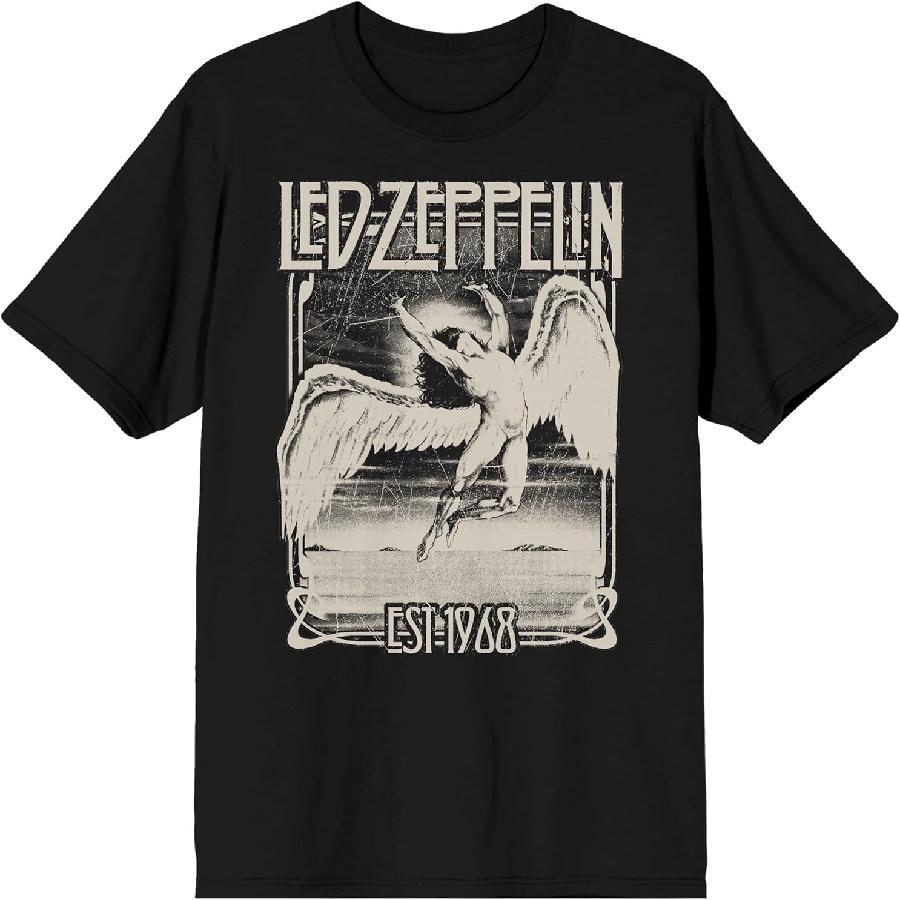 Unisex T-shirt Led Zeppelin Icarus Falling 68 Crew Neck Short Sleeve Men's Black T-Shirt