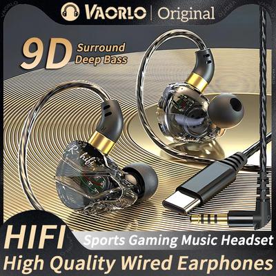 Dijital Çipli Kablolu Kulaklıklar 3.5 mm AUX/Type C 9D HIFI Ağır Bas Kulak İçi Kulaklıklar MIKROFONLU Kulaklık Samsung Huawei Xiaomi OPPO iPad PC için