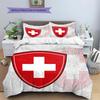 Schweiz Fußball Nationalmuster Bettwäsche Heimdekoration Geburtstagsgeschenk (1 Bettbezug + 2 Kissenbezüge, ohne Füllung),Fanartikel.
