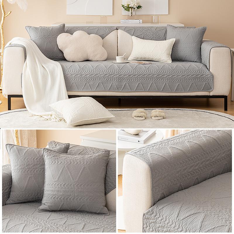 All-Cotton Sofa Cushion Four Seasons Universal Non-Slip Mat Nordic Simple Modern Leather Sofa Cover Solid Color Seat Cushion Cover Cloth