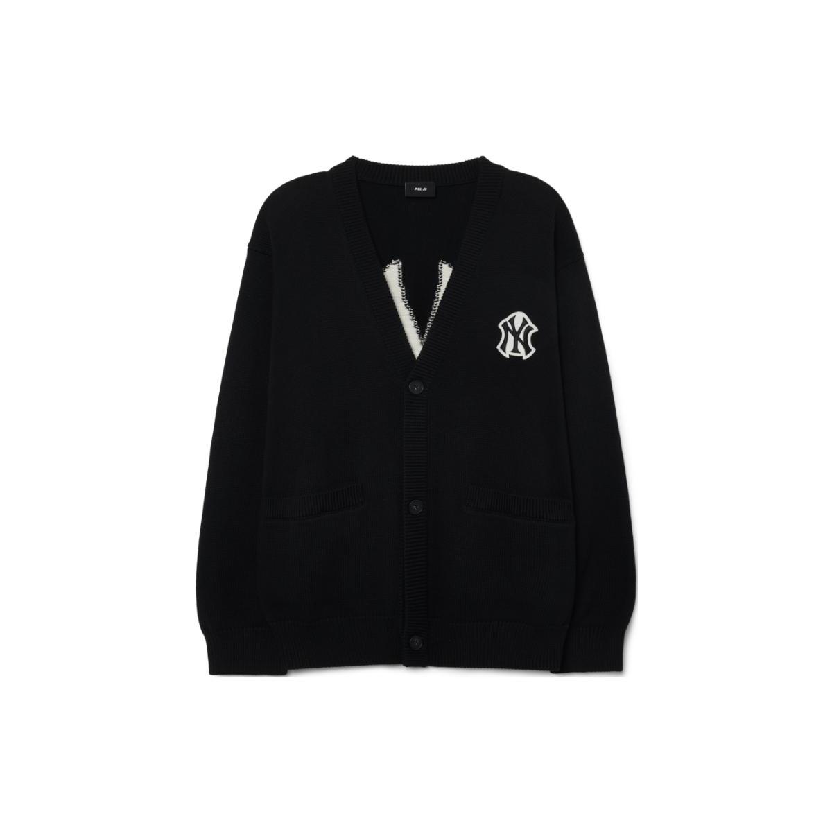 MLB Knitwear Unisex Black V neck Moderate Cardigan 3AKCB0131-50BKS M