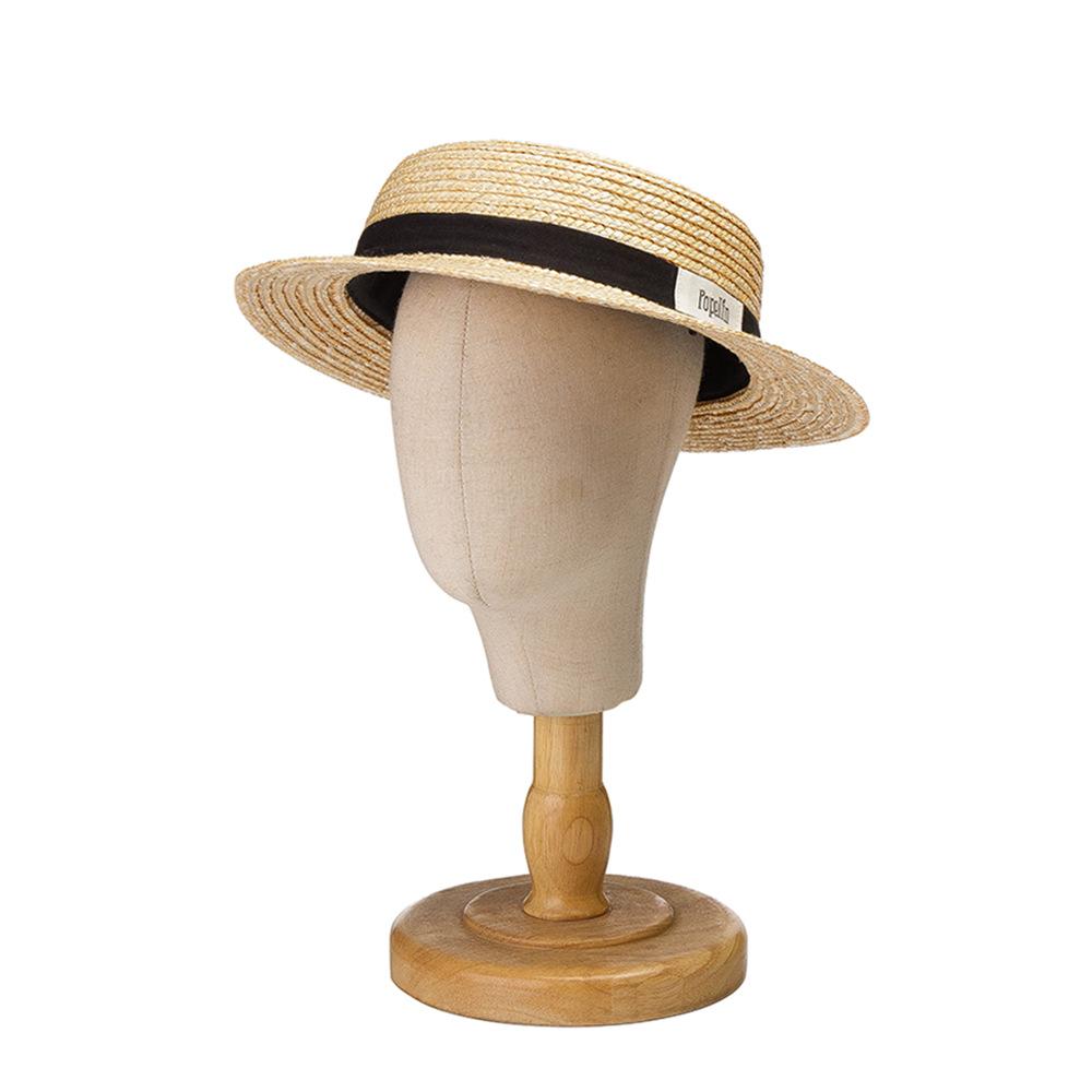 

New flat-top flat-brimmed straw hat children s knitted hats Men s and women s baby street shooting with sun hat 52cm чорний