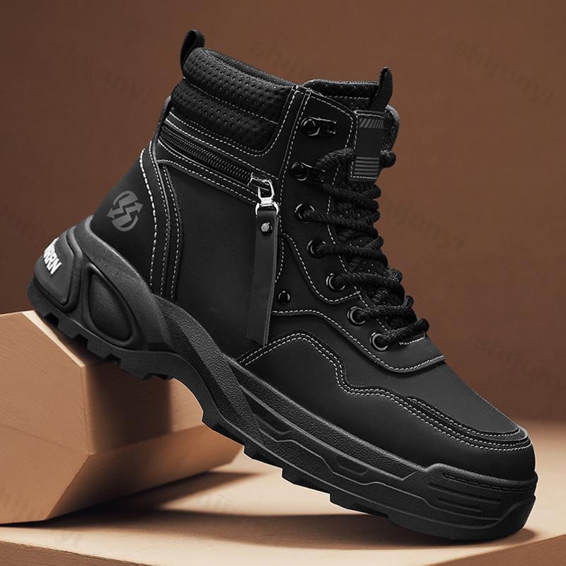 Fashion Men's Niche High Top Thick Soled Casual Short Boots 2025 Winter Fashion Trend Versatile Comfortable Non Slip Chunky Ankle Boots