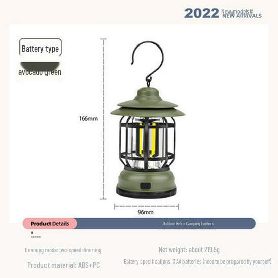 Retro LED Camping Lantern: Portable, Multifunctional, Outdoor, Type-C Rechargeable Tent Light.