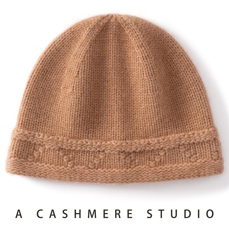 % Cashmere Autumn and Winter New Hats Thickened Men's and Women's Cold Hats Warm Bag Head Knitted Cashmere Hats