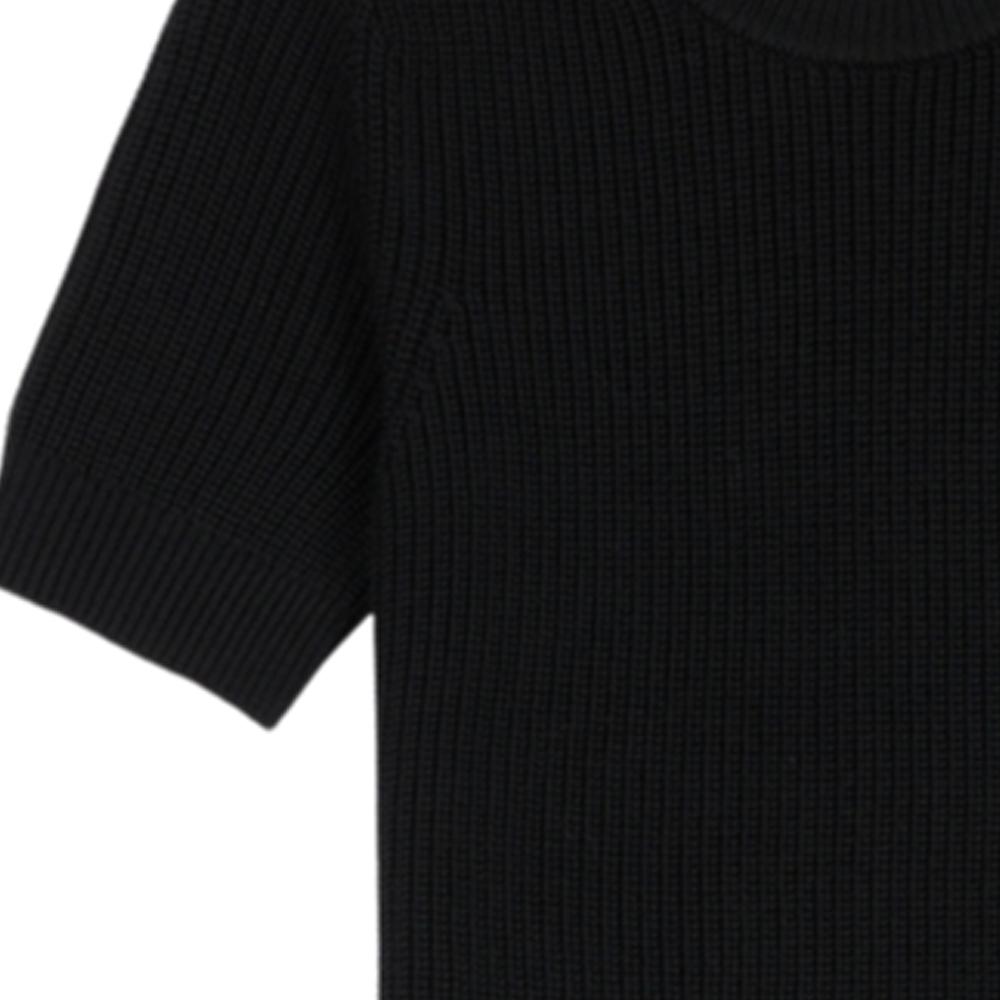 Michael Kors Knitted Solid Color Round Neck Short Sleeve Sweater Women sweater Black MF4612JF2G-0001