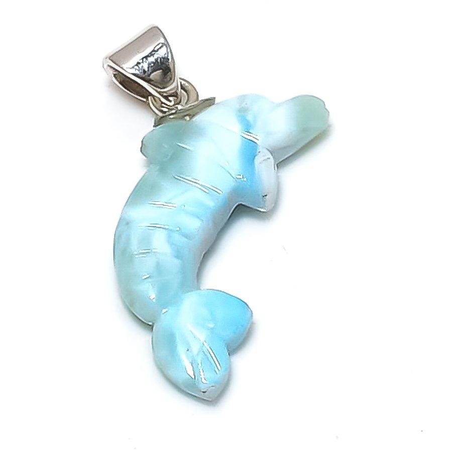 

Natural Larimar Gemstone Handmade 925 Sterling Silver Jewelry Pendant 0.79 i4z80