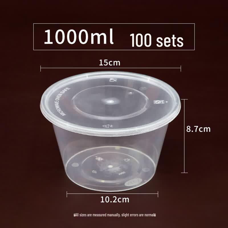 Hanyou 1000ml Disposable Rectangular Food Containers with Lids