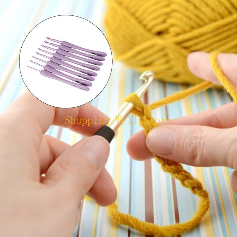 KX4B 8Pcs Crochet Hook Set, Plastic Handle Crochet Hook for Beginner Adult Ergonomic Grip Crochet Needle with Aluminum Tip China Mainland