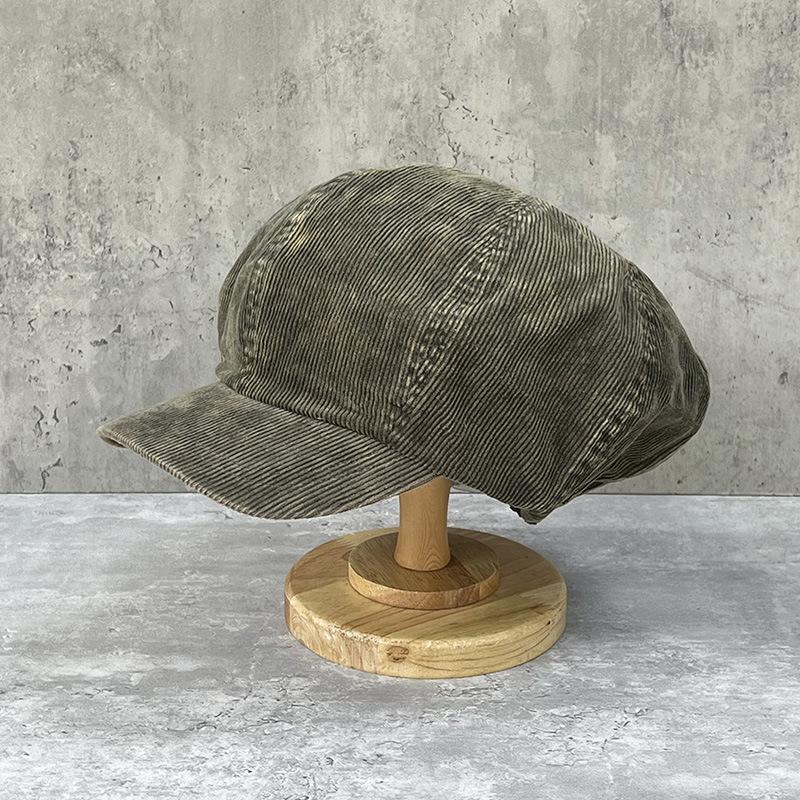 Japanese Corduroy Octagonal Hat Children'S Cloud Hat Retro Big Head Circumference Duck Tongue Versatile Painter Beret