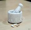 KLEO 2.5" Diameter White Marble Stone Mortar and Pestle Set Spice, Medicine Pill Crusher Masher - Small Size