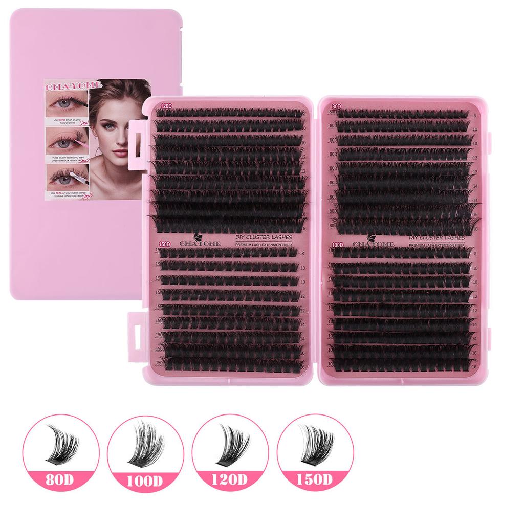 False Eyelash Extension Set 8-16Mm Length 80D + 100D + 120D + 150D Multiple Hairs