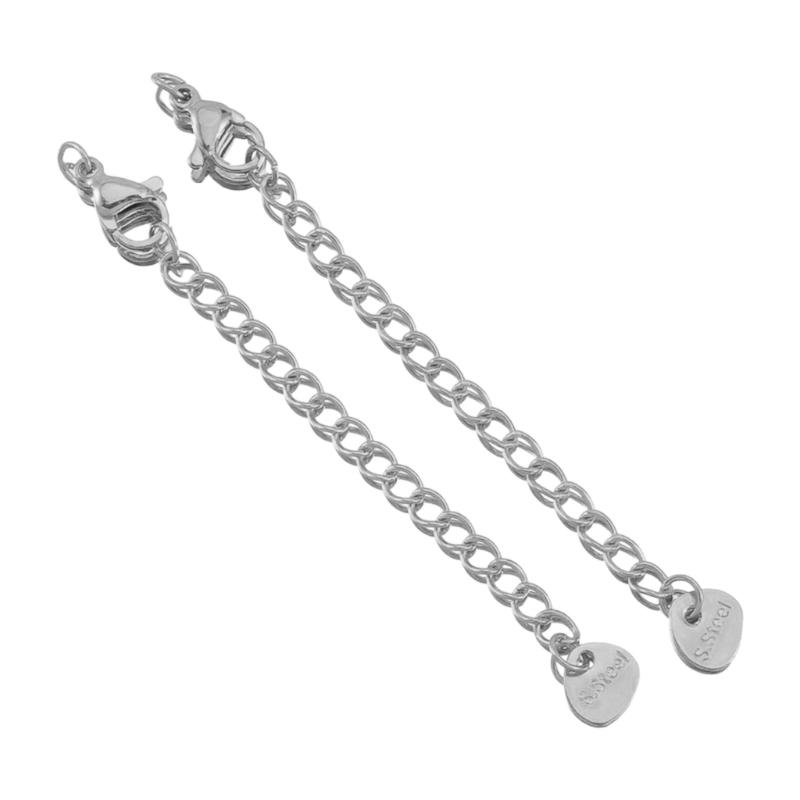 Pack of 10pcs Stainless Steel Adjustable Lobster Clasp Extension Chain for Jewelry Making and Bracelet Extender