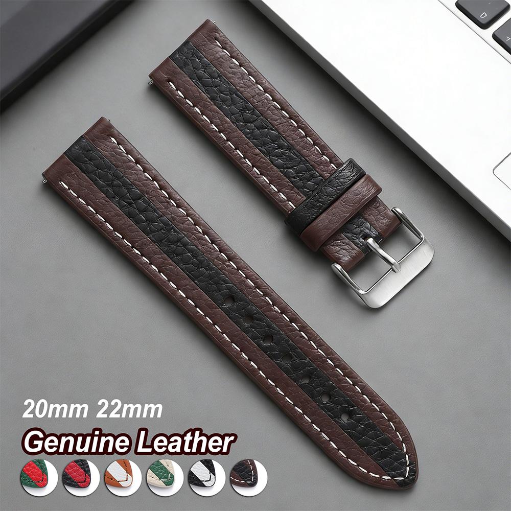 20mm 22mm Cowhide Leather Watch Strap Genuine Leather Watch Band Men Women Quick Release Bracelet Universal Watch Accessories