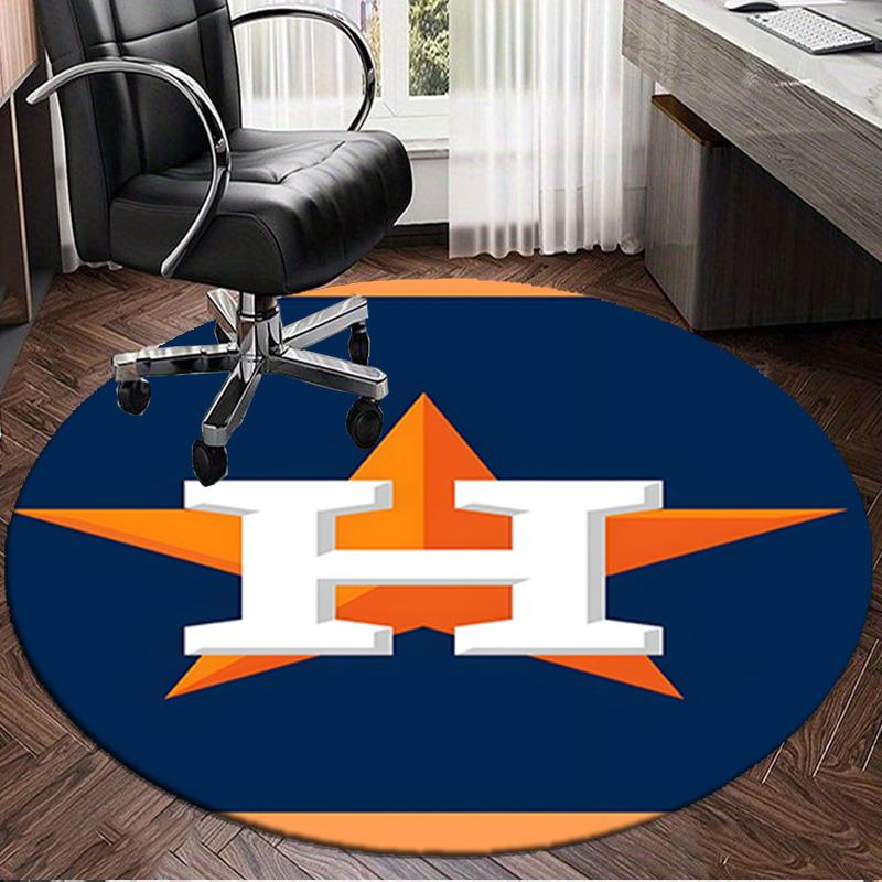 Neon Lights Houston Logo Round Rug for Livingroom,Bedroom, Palyroom, Chair Rug, Area rug, Circle Carpet, Large Size Fan Christmas gift