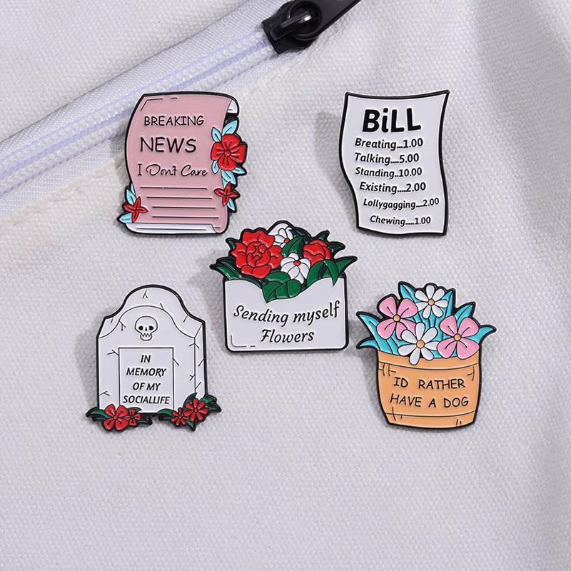 Alloy Fashionable Unique Brooch With Colorful Flower And Letter Accents For Genders All