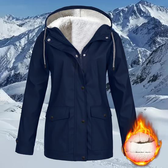 Women's Fleece Zip Up Hoodie Jackct Windproof Cozy Sherpa Lined Hooded Coat for Outdoor Hiking Climbing