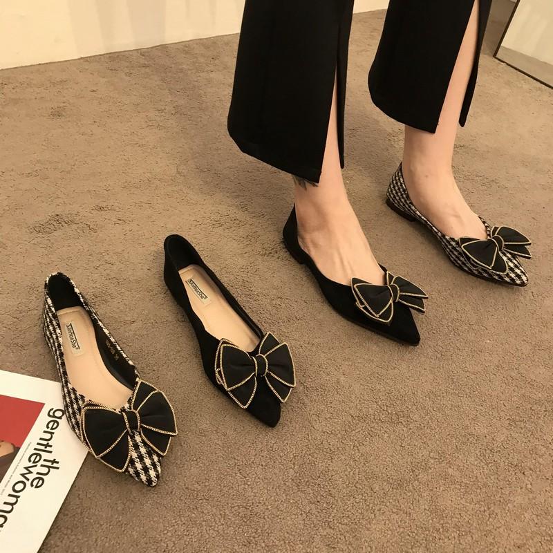 Fashion Flat Shoes for Women 2025 New Butterfly Bow Big Size Pointed Toe Shoes for Women Flat Spring and Autumn Work Shoes Loafers Women