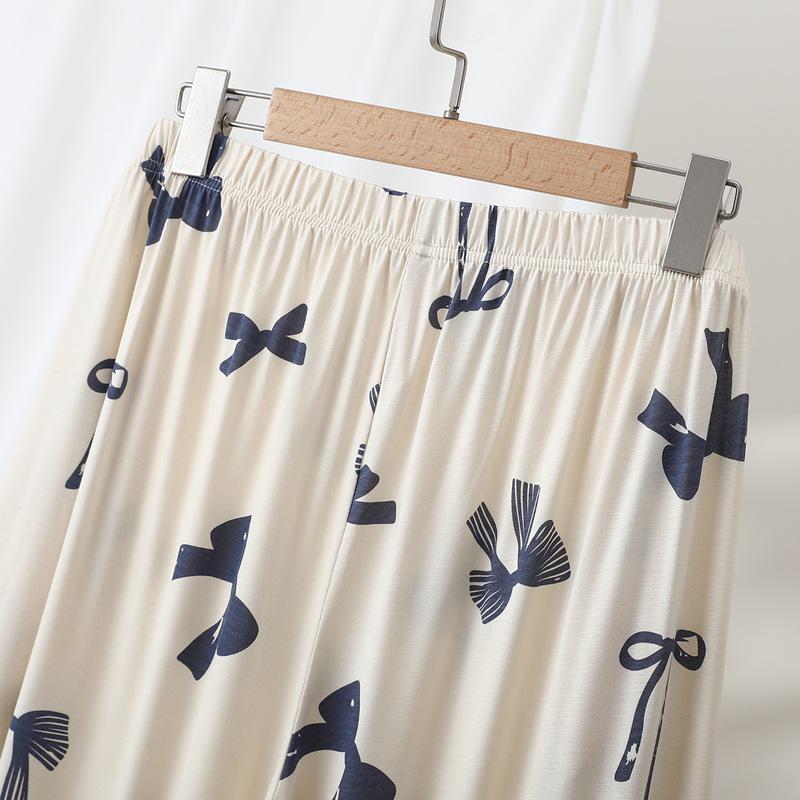 Modal Women's Printed Slimming Loose Fit Plus Size Casual Pants for Spring and Summer