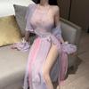 Women Sexy Hanfu Costumes Tranditional Dress Erotic Lingerie Underwear Skirt Lenceria Para Damas Nightwear Purple Outfit