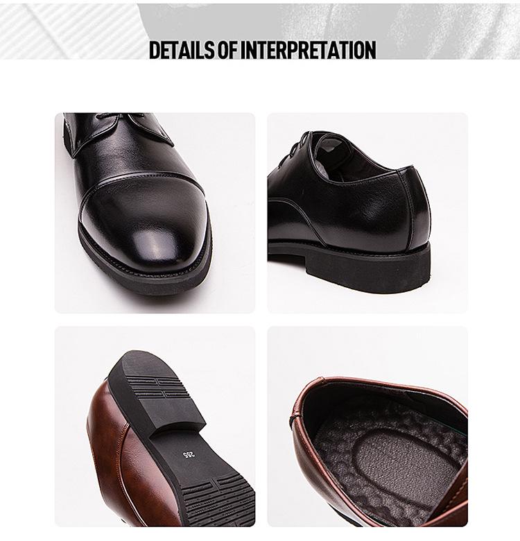 Men's Fashion Lace-up Pointed Toe Leather Derby Shoes - Plus Size, Formal, Business Casual