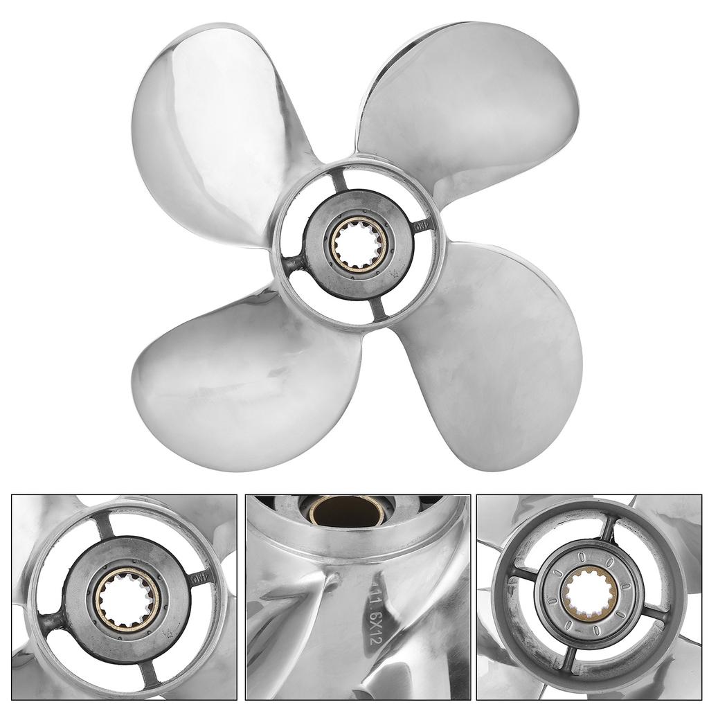 11.6x12 RH RH Outboard Propeller 4 Blades Stainless Steel Fit for Yamaha 25?60HP Engine
