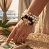 4pcs/set Ethnic Style Simulated Pearl Bracelets Multilayer Hand Chain Summer Accessories