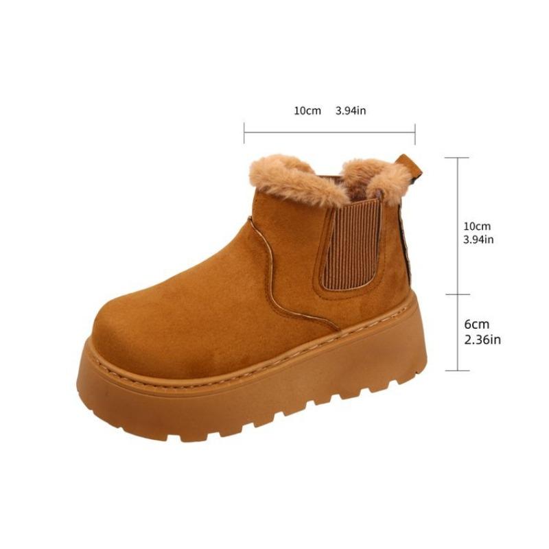 Women's Plus Size Ankle Snow Boots Winter New Minimalist Platform Warm Fleece Lined Boots