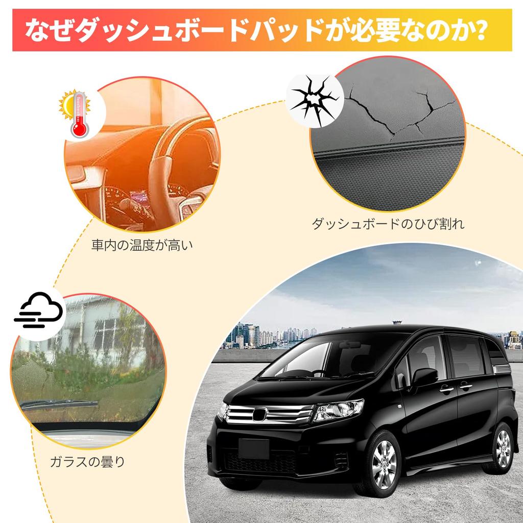 Flannel Dashboard Mat for New Freed GT June 2024 Present Designed for Sun Heat Reduced and Prevents Deterioration Car Set of Protective Mat Interior