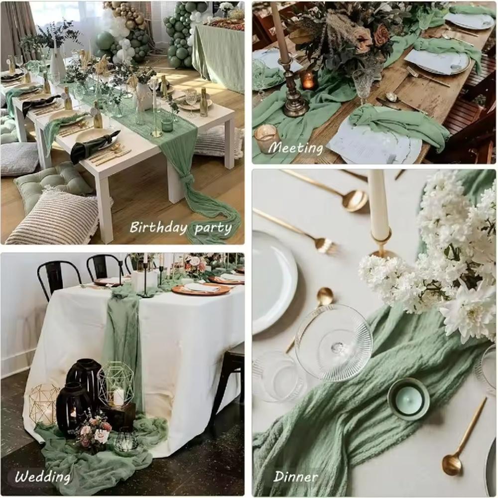 1pc 90cmX180cm Cheesecloth Table Runner Boho Gauze Table Runner  for Wedding Bridal Shower Birthday Party