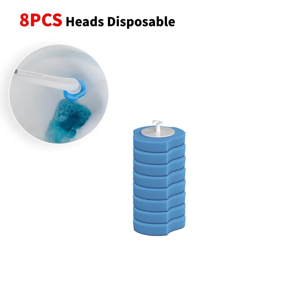 Multi-Purpose Bathroom Cleaning System Long Handle Disposable Toilet Bowl Brush Cleaner Set with Disposable Sponge Refills