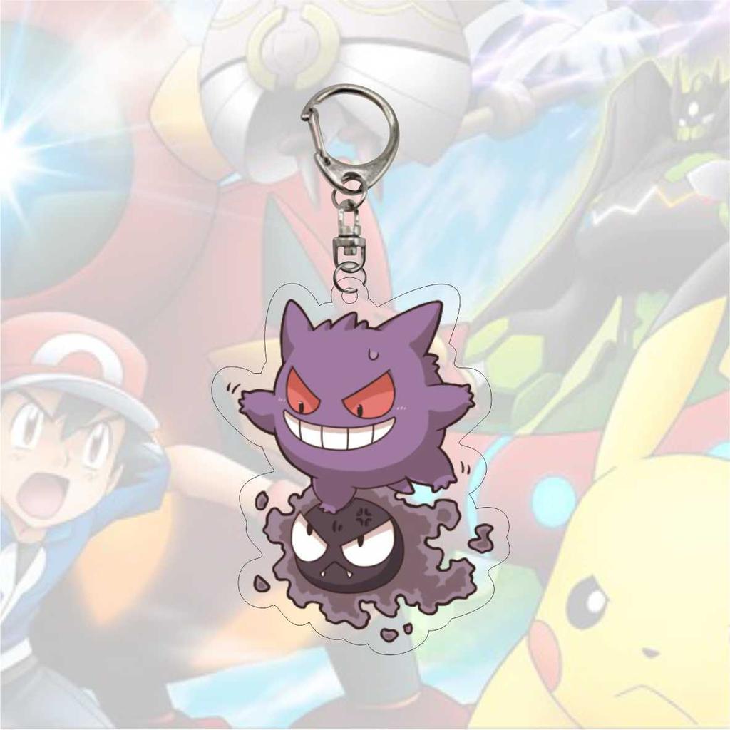 Kawaii  Acrylic Keychains Pikachu Rowlet Mewtwo Gengar Eevee Squirtle Lucario Gyarados Psyduck Keyrings Pendants Figure