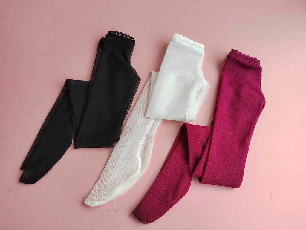 BJD Doll Girl's Costume, Stockings for 13 Dolls, Tights for 3-minute Dolls, White, Black, Wine Red (Black)