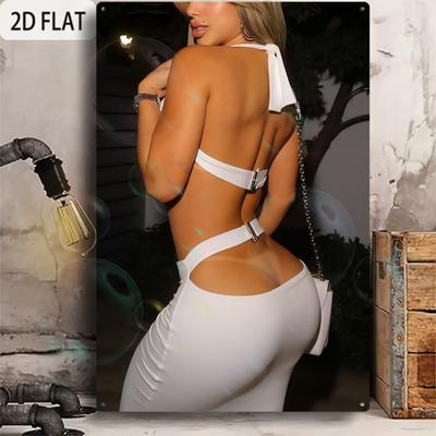 2D Flach 1 Stück Vintage Ganzkörperfoto Schild Aluminium Poster, Wasserdicht & Hitzebeständig, Nicht-Verblassende Innen-/Außendekoration