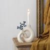 Minimalism Home Decor White Interlock Candle Holder Living Room Tabletop Ornament Ceramic Candlestick Wedding Decoration Gift
