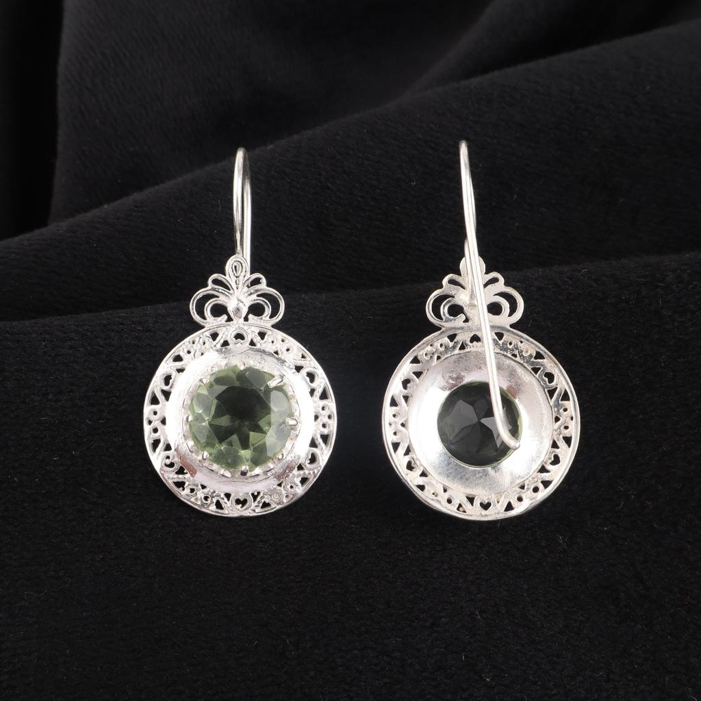 Grüner Amethyst Edelstein Ohrring 1,5", 925 Sterlingsilber Schmuck, Geburtsmonat Februar Geschenk, Amethyst Ohrring, Thanksgiving Geschenk für Sie CE-25-14