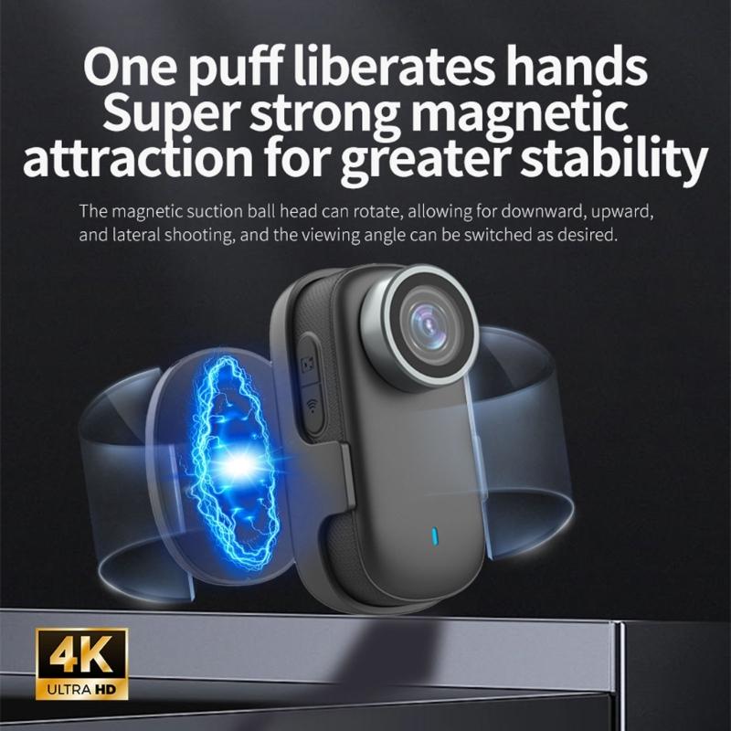 Magnetic 4K Thumb Camera Rotatable Mount Long Battery Service 1080P Vertical Mode Type C Charging Real Time Preview