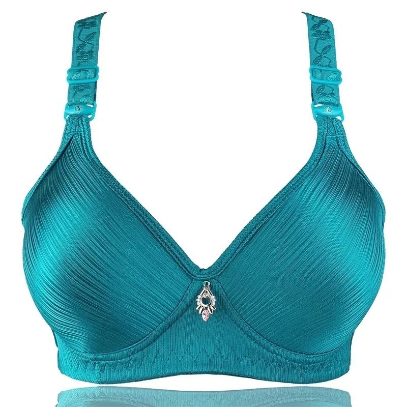 Sutiã push-up fino de algodão brilhante escovado, tamanho grande, sem anel de aço, sem costura, roupa íntima feminina