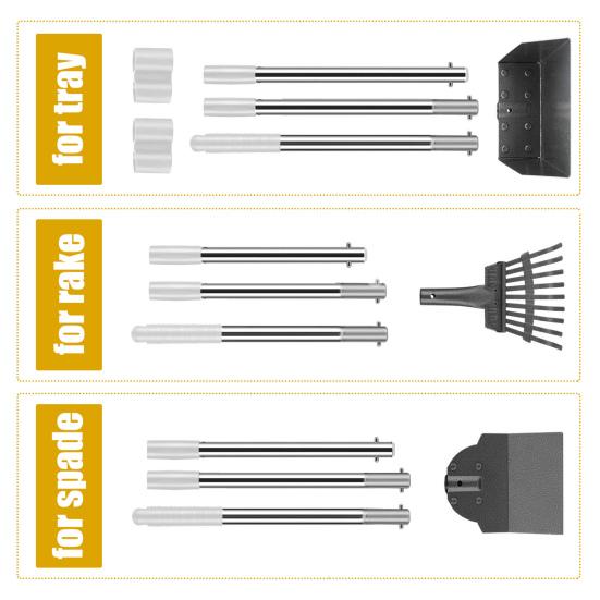 Swivel Bin Rake Spade Pooper Scooper Kit Adjustable Extended Handle Stainless Steel Waste