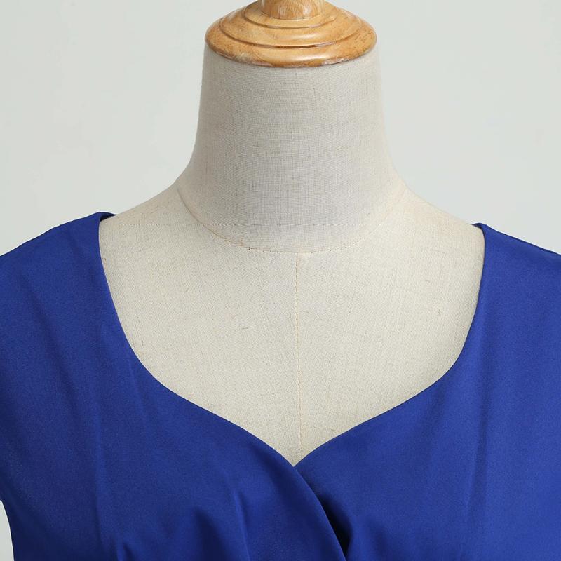 IELGY Kurzärmliges, einfarbiges Kleid im Retro-Hepburn-Stil mit hoher Taille