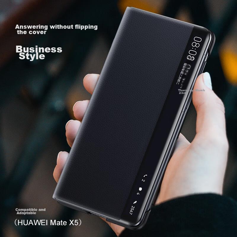 Phone Case for Huawei Mate X5, Mate X5 Shockproof, Ultra-Thin, Foldable Screen, Collector's Edition, Smart Flip Cover, Leather Top Versio