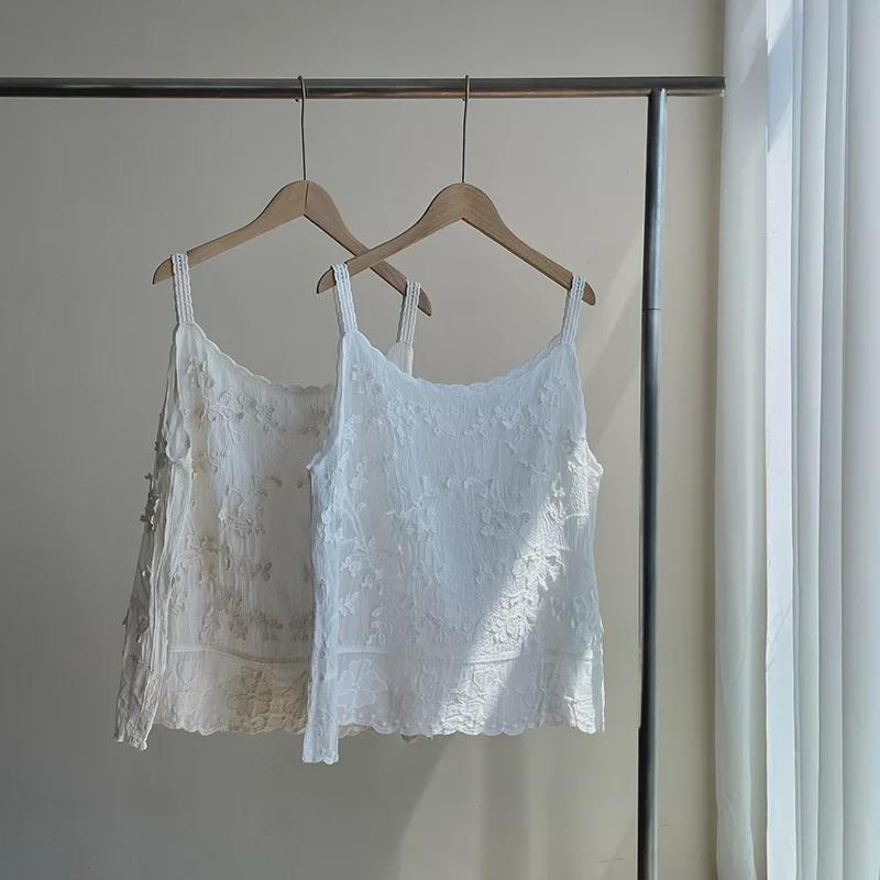 Sweet Lace Jacquard Suspenders Top for Women's Spring/Summer 2025 - YL201