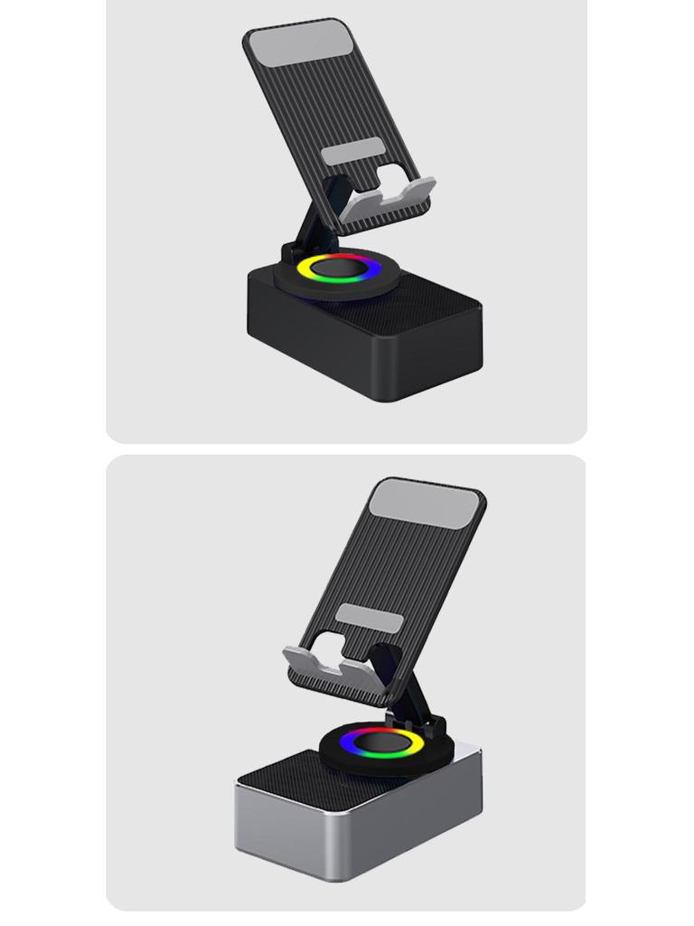 In-Stock 4-in-1 Charger: Tablet & Phone Stand with Wireless Bluetooth Speaker, 360° Rotation