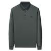 Men's Winter Long Sleeve Polo with Mulberry Silk Lapel, Fleece-Lined, Thickened Business Casual Shirt