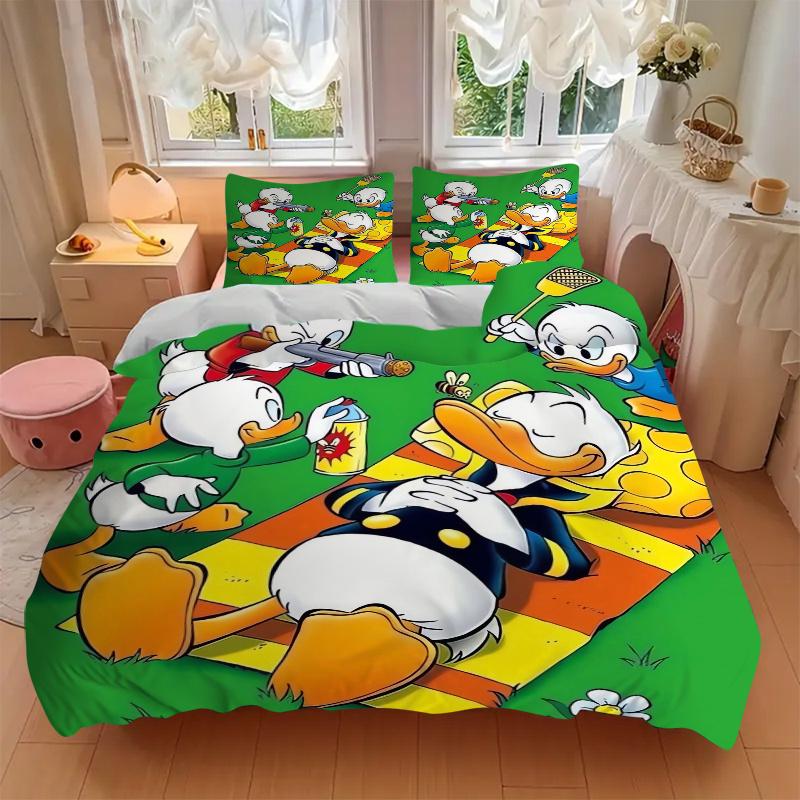3pcs Duck Family Picnic Bedding Set Includes 1 Quilt Cover and 2 Pillowcases, Comfortable S038