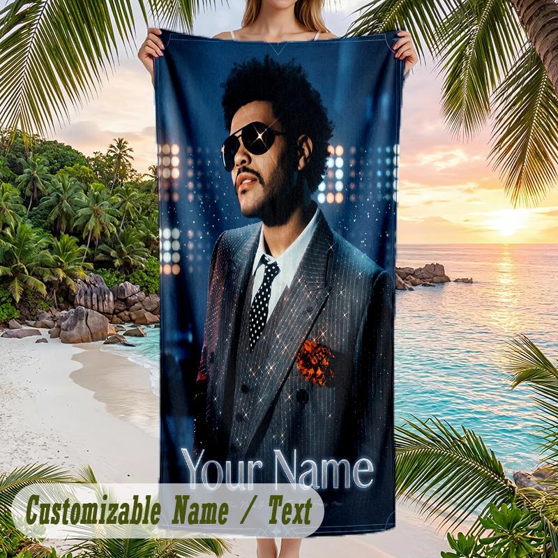 The Weeknd Beach Towel, Personalized Custom Name Text, Quick Dry Large Absorbent Towel For Beach Pool