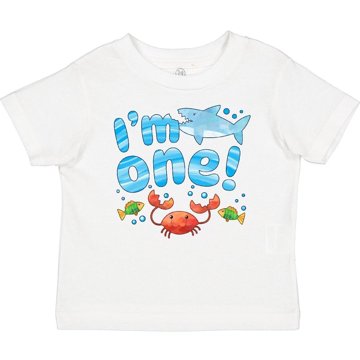 Inktastic I m One! First Birthday Shark And Crab Baby T-Shirt Birthdays 1st One 100